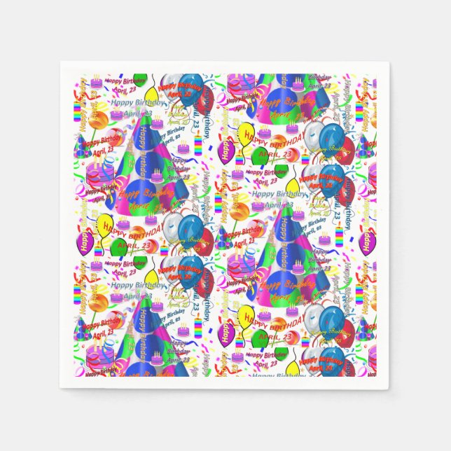 Paper Napkins April, 23 Birthday (Front)