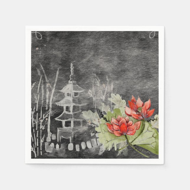 paper napkins Asian  flower (Front)