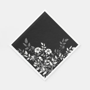 Paper Napkins-Black Floral Napkin