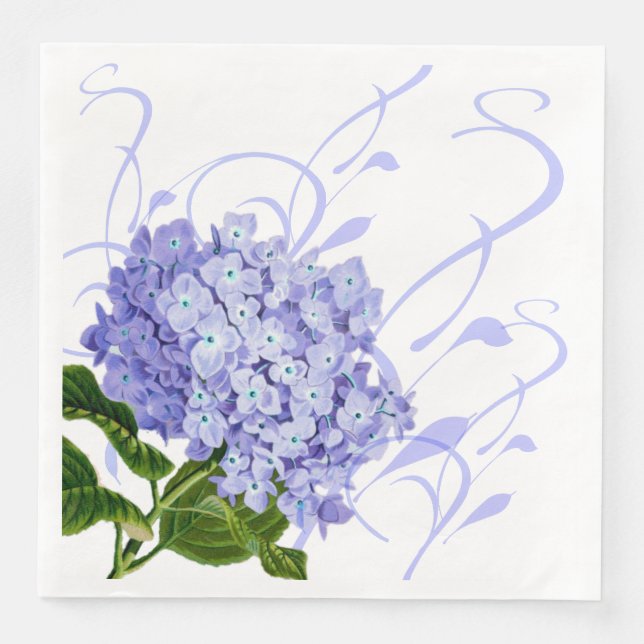Paper Napkins-Blue Hydrangea Paper Dinner Napkins (Front)