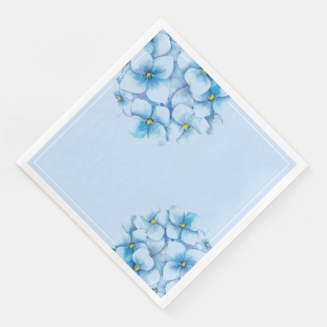Paper Napkins-Blue Hydrangeas Napkin (Corner)