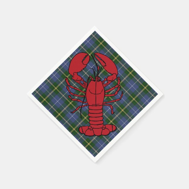 paper napkins  blue Nova Scotia Tartan lobster (Corner)