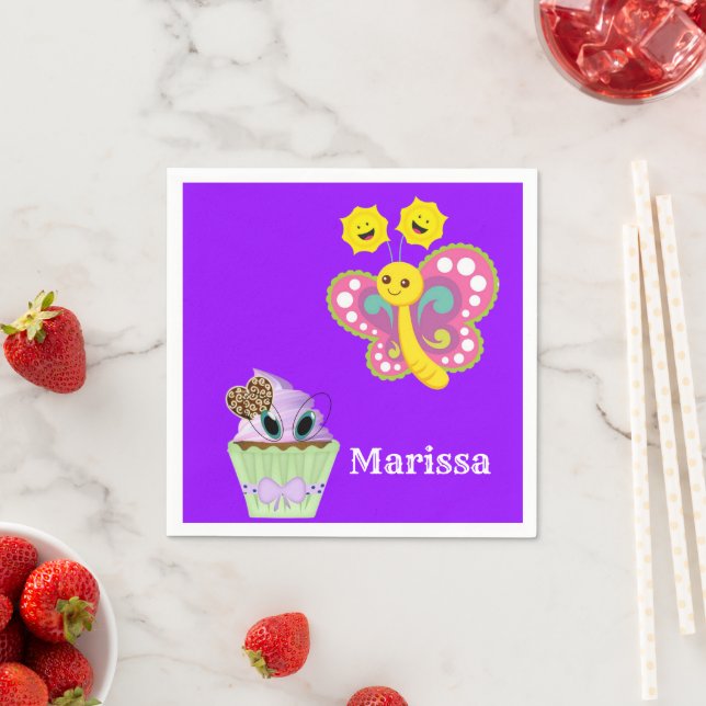 Paper Napkins, Butterfly Cupcake Napkin (Insitu)