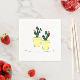 Paper Napkins, Cactus Yellow Pots Floral Napkin