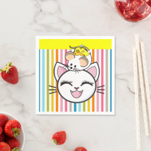 Paper Napkins, Cat Mouse Cheese Napkin