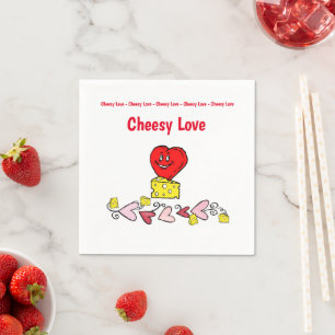 Paper Napkins, Cheesy Love Red Hearts  Napkin
