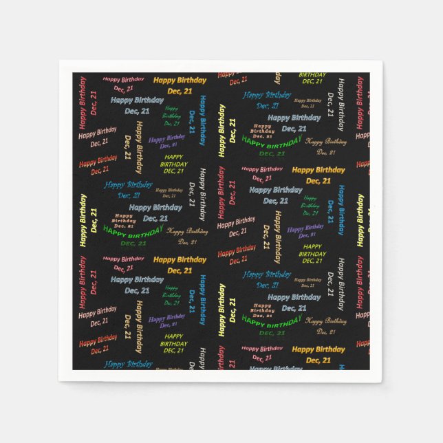 Paper Napkins December, 21 Birthday (Front)