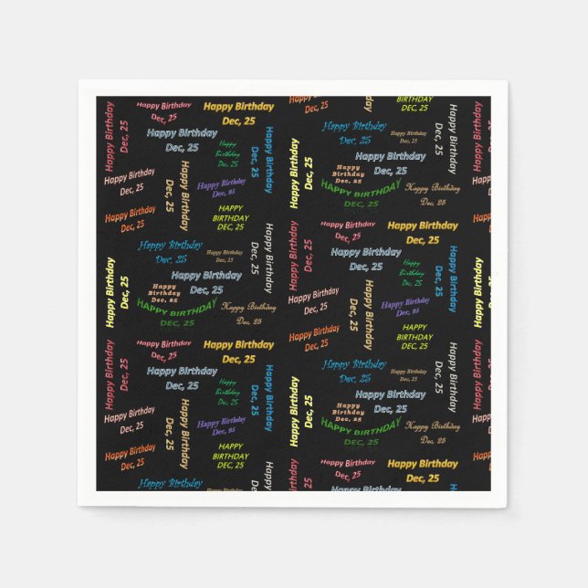 Paper Napkins December, 25 Birthday (Front)