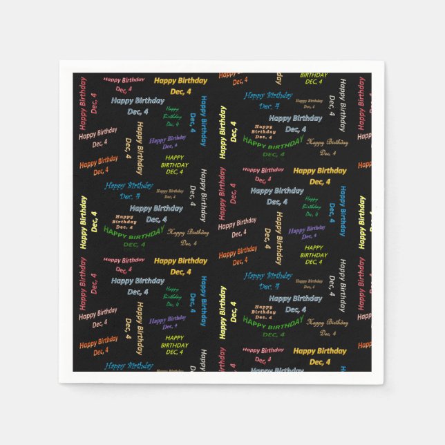 Paper Napkins December, 4 Birthday (Front)