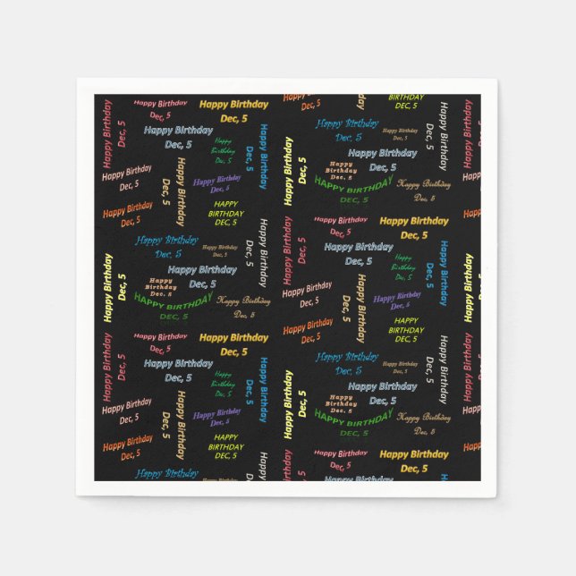 Paper Napkins December, 5 Birthday (Front)