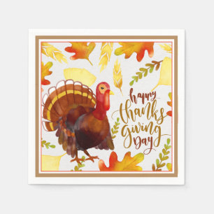 Paper Napkins-Dessert-Happy Thanksgiving Turkey Napkin