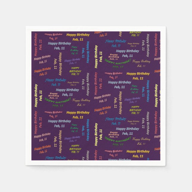 Paper Napkins February, 11 Birthday (Front)