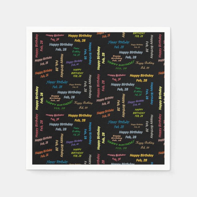 Paper Napkins February, 28 Birthday (Front)