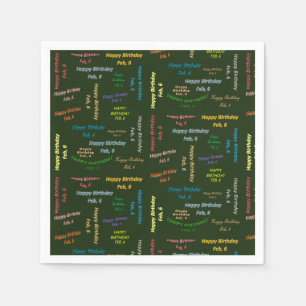 Paper Napkins February, 6 Birthday