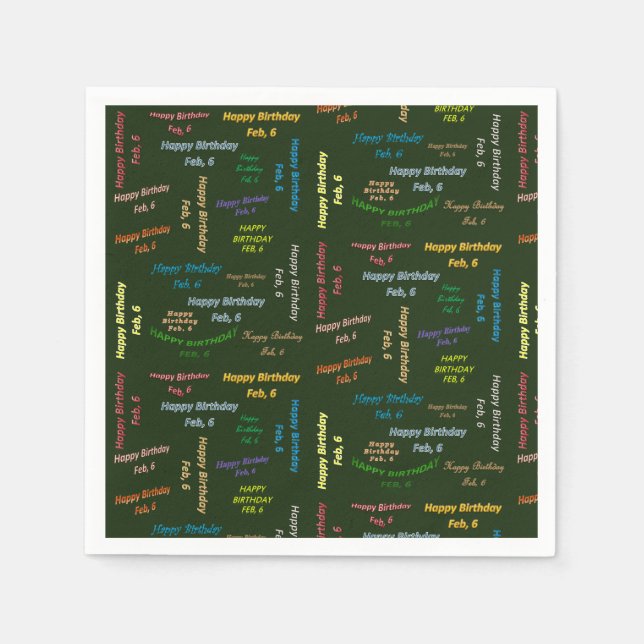 Paper Napkins February, 6 Birthday (Front)