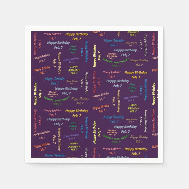 Paper Napkins February, 7 Birthday (Front)