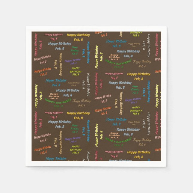 Paper Napkins February, 8 Birthday (Front)