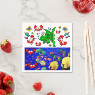 Paper Napkins, Fish Crab Ocean Napkin