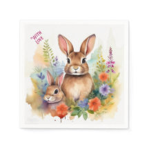 Paper Napkins for Celebration Featuring Rabbits