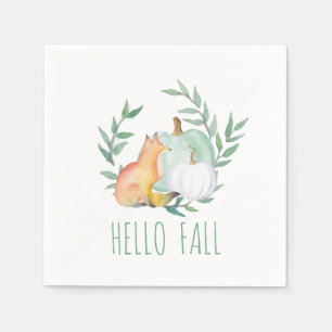 Paper Napkins for Thanksgiving Fox & Pumpkins