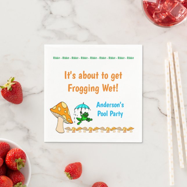 Paper Napkins, Frogging Wet Frog Mushroom Ribbit  Napkin (Insitu)