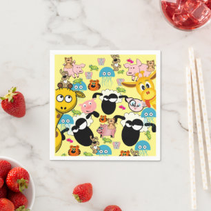 Paper Napkins, Giraffe, Pigs, Kitten, Elephant Napkin