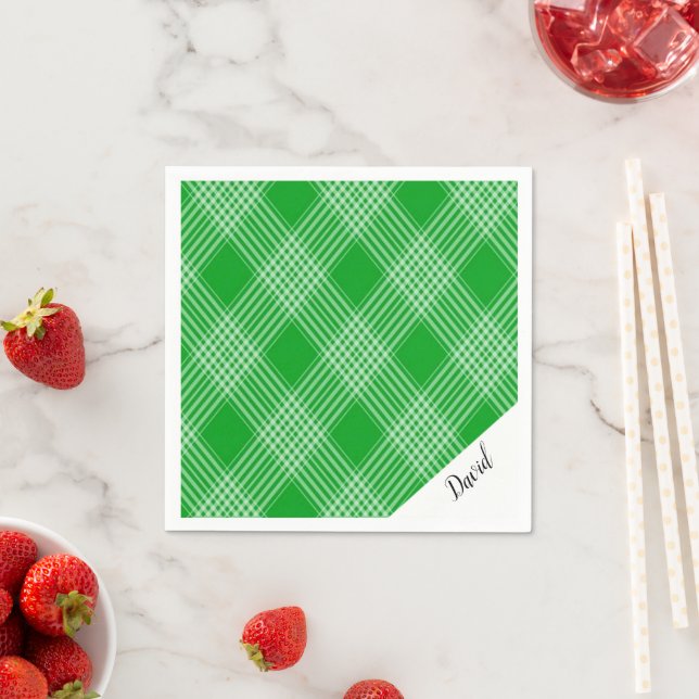 Paper Napkins, Green Plaid Napkin (Insitu)