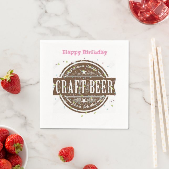 Paper Napkins, Happy Birthday Craft Beer Napkins (Insitu)