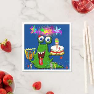 Paper Napkins, Happy Birthday Green Monster Napkin