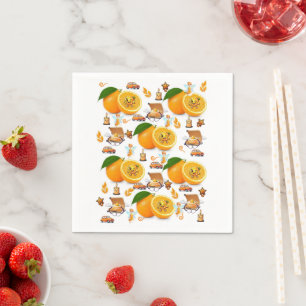 Paper Napkins, Happy Birthday Oranges Fairy Cars Napkin