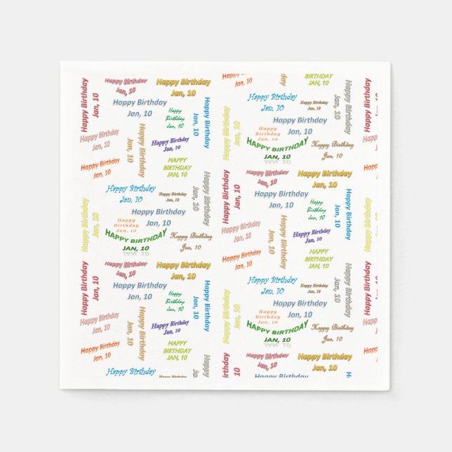 Paper Napkins January, 10 Birthday (Front)