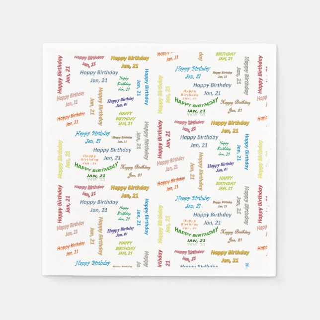 Paper Napkins January, 21 Birthday (Front)