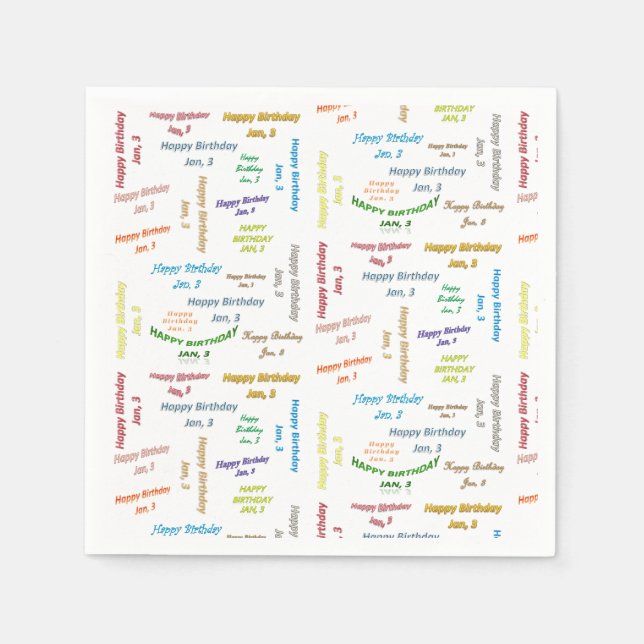 Paper Napkins January, 3 Birthday (Front)