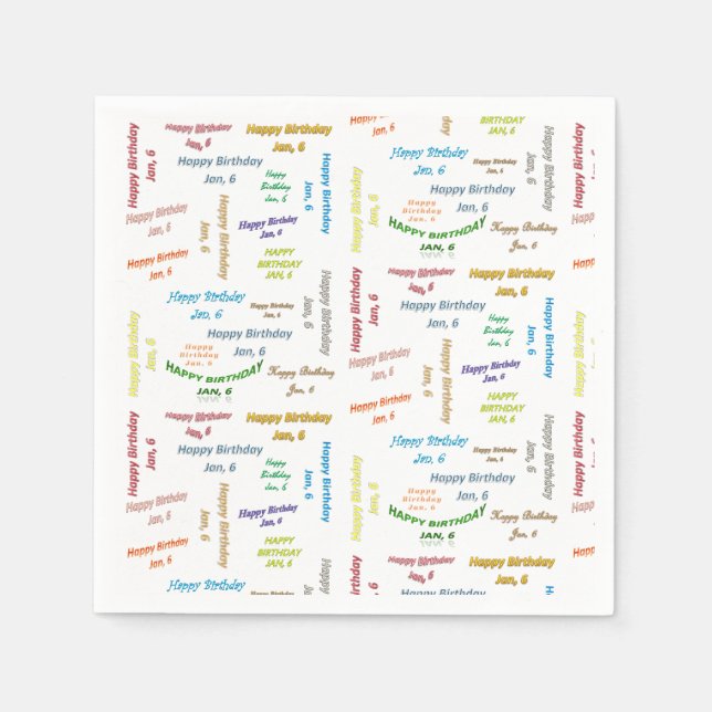 Paper Napkins January, 6 Birthday (Front)