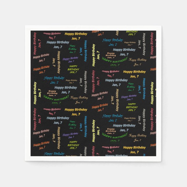 Paper Napkins January, 7 Birthday (Front)