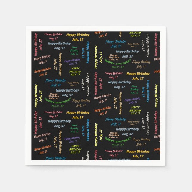 Paper Napkins July, 17 Birthday (Front)