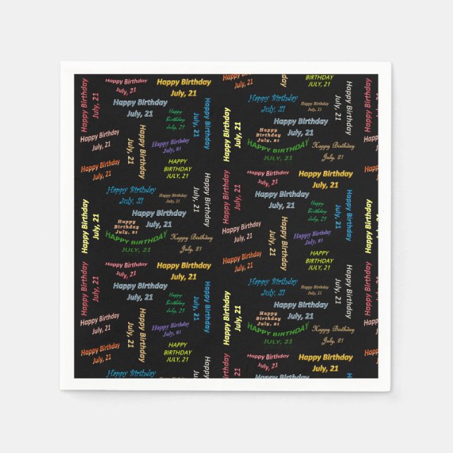 Paper Napkins July, 21 Birthday (Front)