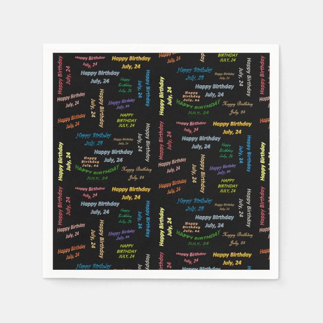 Paper Napkins July, 24 Birthday (Front)