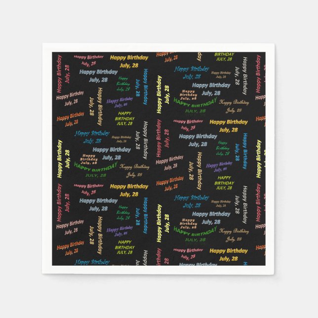 Paper Napkins July, 28 Birthday (Front)