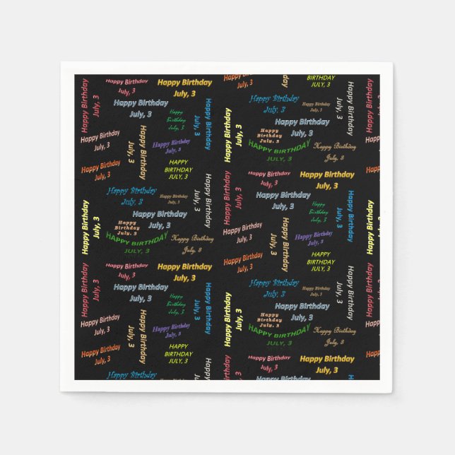 Paper Napkins July, 3 Birthday (Front)