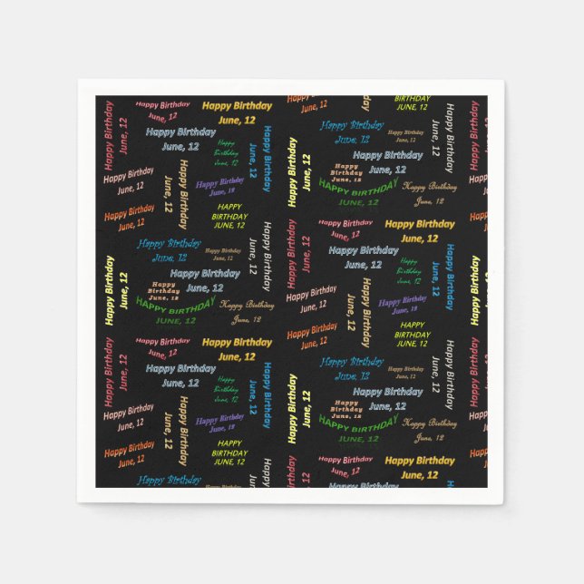 Paper Napkins June, 12 Birthday (Front)