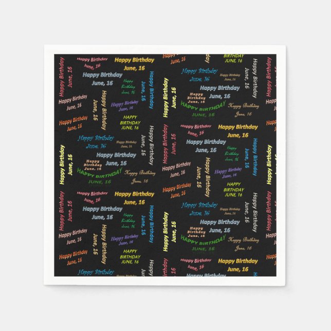 Paper Napkins June, 16 Birthday (Front)