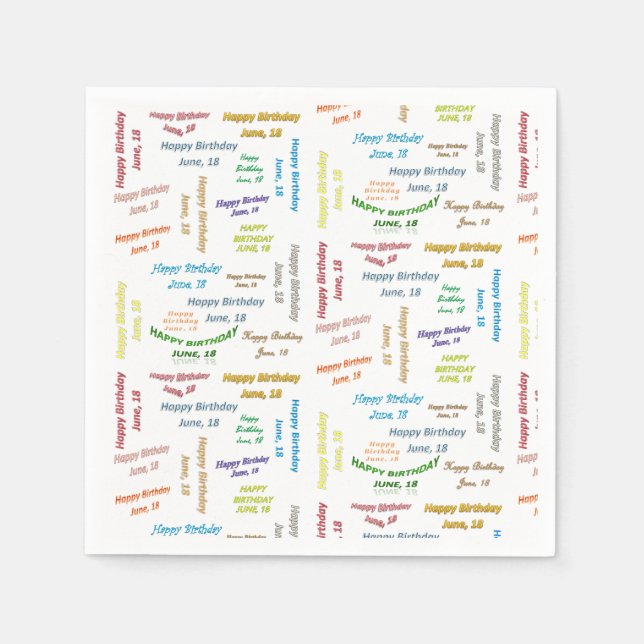 Paper Napkins June, 18 Birthday (Front)