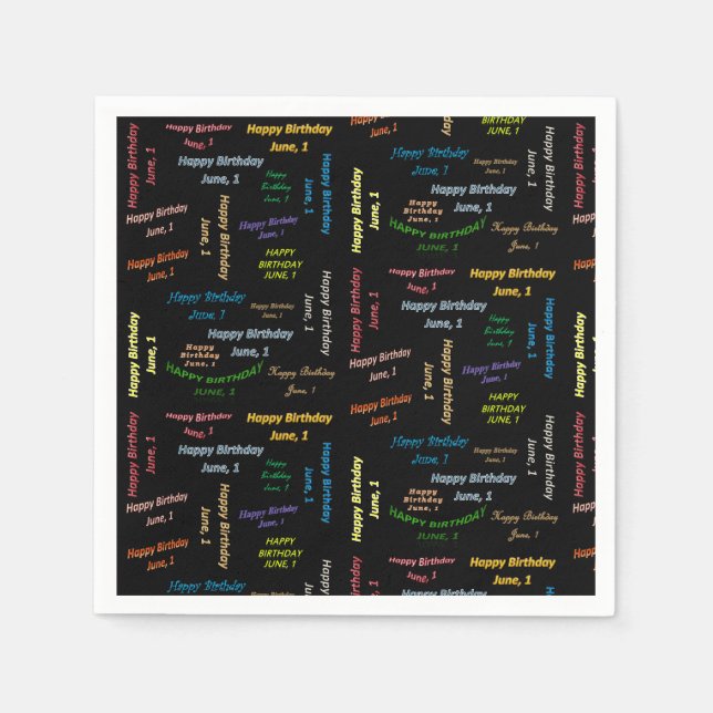 Paper Napkins June, 1 Birthday (Front)