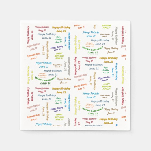 Paper Napkins June, 21 Birthday (Front)