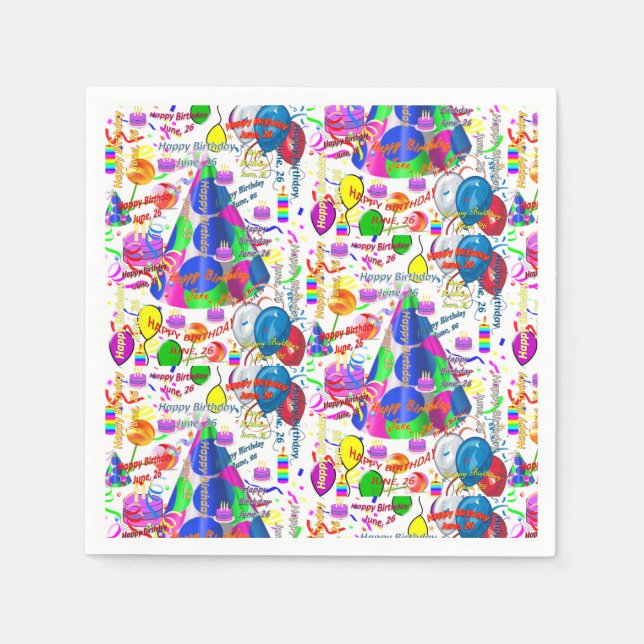 Paper Napkins June, 26 Birthday (Front)