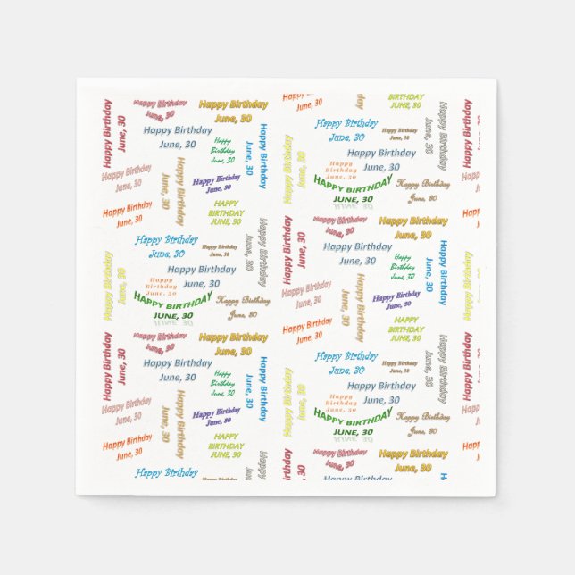 Paper Napkins June, 30 Birthday (Front)