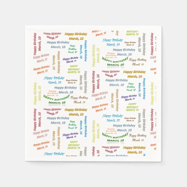 Paper Napkins March, 10 Birthday (Front)