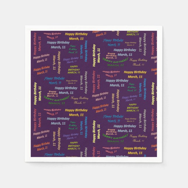 Paper Napkins March, 11 Birthday (Front)