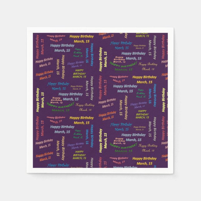 Paper Napkins March, 15 Birthday (Front)